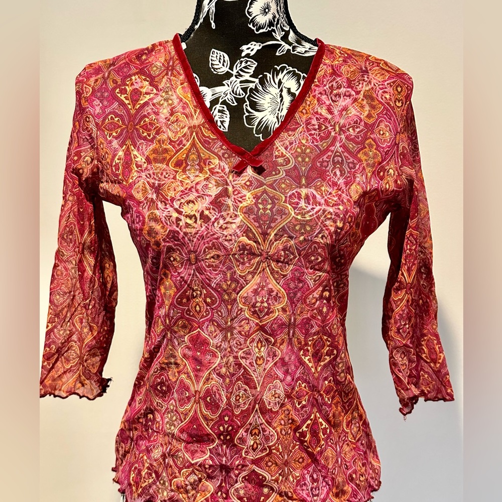 Vintage H&M boho pink paisley top